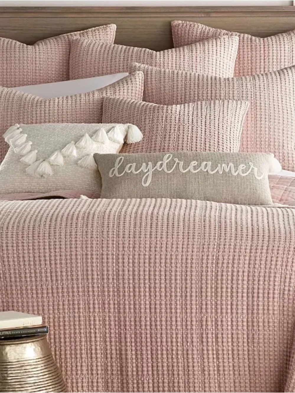 Levtex Home Mills Waffle Textured 3-Piece Quilt Set, BLUSH King 106x92in